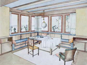 Part of a living room, from Modern Interiors in Colour, published by Julius Hoffman, Stuttgart